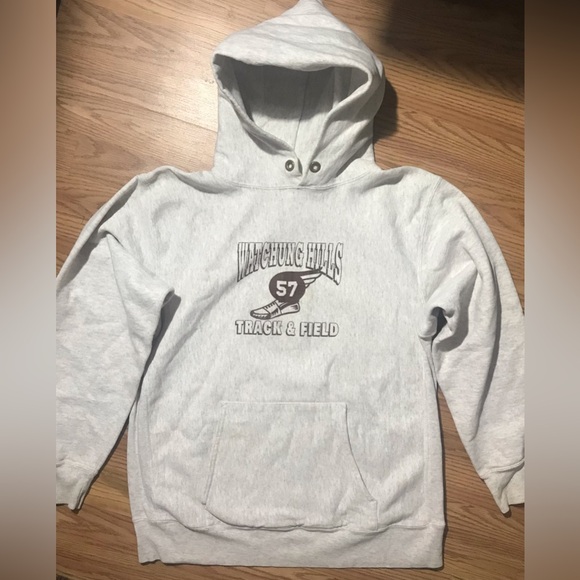 Rare Vintage Gray Bear Union Line US Made Hoodie L Pullover w School Logo